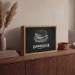 Hamburger - Krijttekst - Zwart - Wit Light Box met batterij (Wandlamp) middel -sfeer2