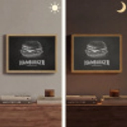 Hamburger - Krijttekst - Zwart - Wit Light Box met batterij (Wandlamp) middel -sfeer3