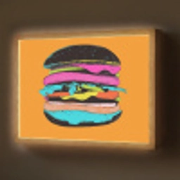 Hamburger - Kleurrijk - Speels Light Box met batterij (Wandlamp) middel -z3d_website