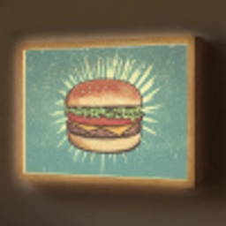 Hamburger - Illustratie - Sla - Kaas Light Box met batterij (Wandlamp) middel -z3d_website