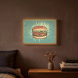Hamburger - Illustratie - Sla - Kaas Light Box met batterij (Wandlamp) middel -sfeer4