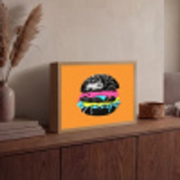Hamburger - Oranje - Neon - popart Light Box met batterij (Wandlamp) middel -sfeer2