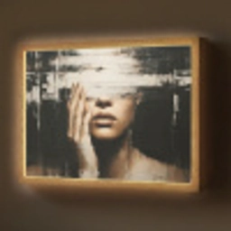 Hand - Gezicht - Strepen - Abstract Light Box met batterij (Wandlamp) middel -z3d_website