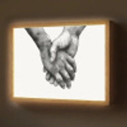 Handen - Zwart wit - Modern - Kunst Light Box met batterij (Wandlamp) middel -z3d_website