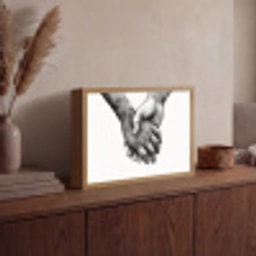 Handen - Zwart wit - Modern - Kunst Light Box met batterij (Wandlamp) middel -sfeer2