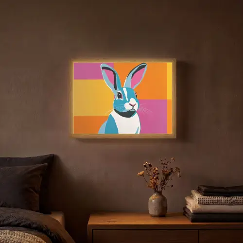Haas - Kleurvakken - Oren - Roze Light Box met batterij (Wandlamp) middel -sfeer4