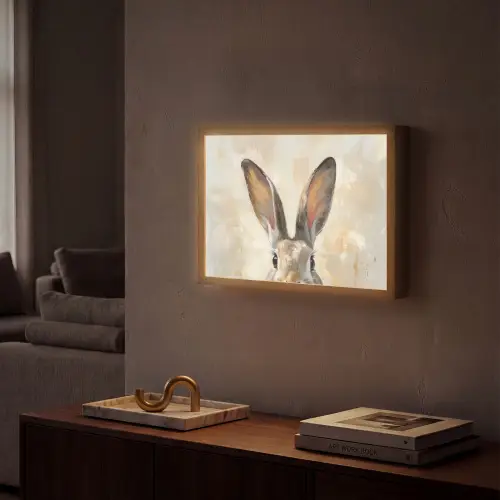 Haas - Oren - Bruin Light Box met batterij (Wandlamp) middel -sfeer1