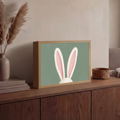 Hazen - Oren - Roze Light Box met batterij (Wandlamp) middel -sfeer2