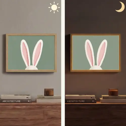 Hazen - Oren - Roze Light Box met batterij (Wandlamp) middel -sfeer3