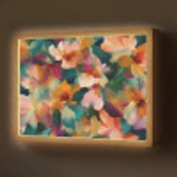 Harmonieus - Abstracte bloemen - Warme tinten Light Box met batterij (Wandlamp) middel -z3d_website