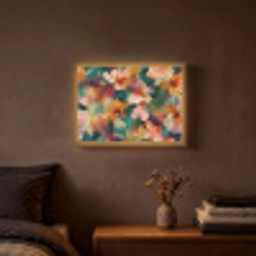 Harmonieus - Abstracte bloemen - Warme tinten Light Box met batterij (Wandlamp) middel -sfeer4