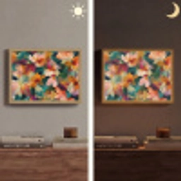 Harmonieus - Abstracte bloemen - Warme tinten Light Box met batterij (Wandlamp) middel -sfeer3