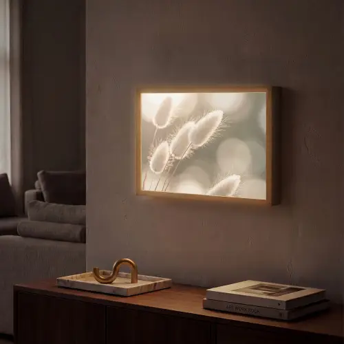 Hazestaartgras - Wit - Zonlicht Light Box met batterij (Wandlamp) middel -sfeer1