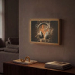 Koptelefoon - Bruin - Dynamische penseelstreken Light Box met batterij (Wandlamp) middel -sfeer1