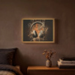 Koptelefoon - Bruin - Dynamische penseelstreken Light Box met batterij (Wandlamp) middel -sfeer4