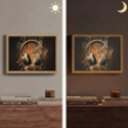 Koptelefoon - Bruin - Dynamische penseelstreken Light Box met batterij (Wandlamp) middel -sfeer3