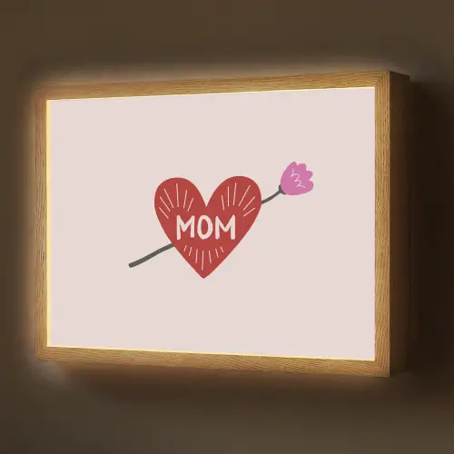 Hart - Rood - Bloem - Moeder Light Box met batterij (Wandlamp) middel -z3d_website