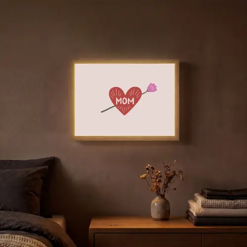 Hart - Rood - Bloem - Moeder Light Box met batterij (Wandlamp) middel -sfeer4