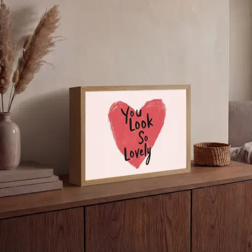 Hart - Rood - Valentijn Light Box met batterij (Wandlamp) middel -sfeer2