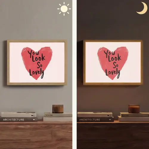 Hart - Rood - Valentijn Light Box met batterij (Wandlamp) middel -sfeer3