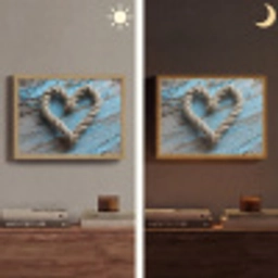 Hart - Touw - Hout - Rustiek Light Box met batterij (Wandlamp) middel -sfeer3