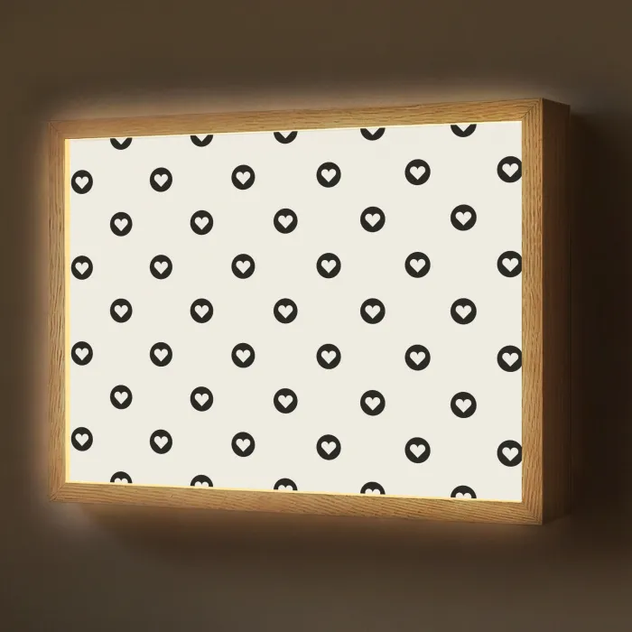 Hart - Rond - Wit - Zwart Light Box met batterij (Wandlamp) middel 907 -z3d_website