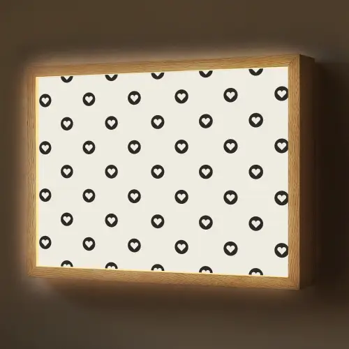 Hart - Rond - Wit - Zwart Light Box met batterij (Wandlamp) middel 907 -z3d_website