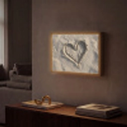 Hartvorm - Getekend - Beige - Zand Light Box met batterij (Wandlamp) middel -sfeer1