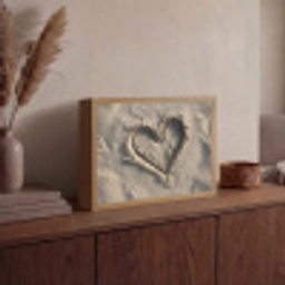 Hartvorm - Getekend - Beige - Zand Light Box met batterij (Wandlamp) middel -sfeer2