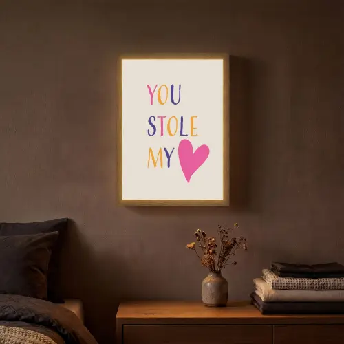 Hart - Valentijn - Tekst Light Box met batterij (Wandlamp) middel -sfeer4