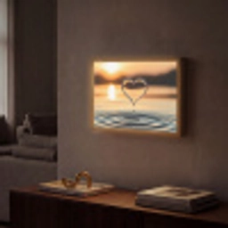 Hart - Water - Zonsondergang - Natuur - Zen Light Box met batterij (Wandlamp) middel -sfeer1