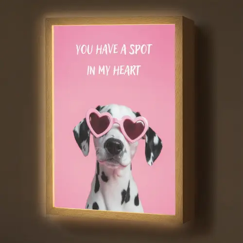 Hartjes - Hond - Valentijn - Roze Light Box met batterij (Wandlamp) middel -z3d_website