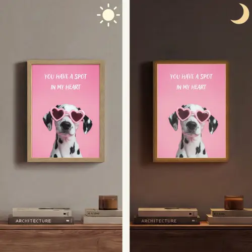 Hartjes - Hond - Valentijn - Roze Light Box met batterij (Wandlamp) middel -sfeer3