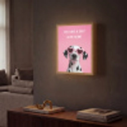 Hartjes - Hond - Valentijn - Roze Light Box met batterij (Wandlamp) middel -sfeer1