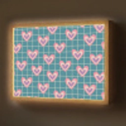 Hartjes - Raster - Patroon - Blauw Light Box met batterij (Wandlamp) middel 907 -z3d_website
