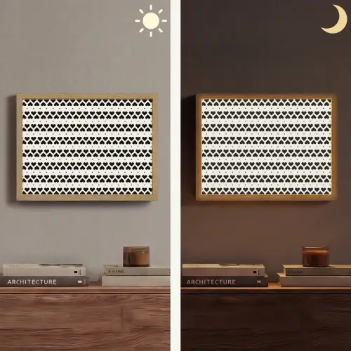 Harten - Lijn - Wit - Zwart Light Box met batterij (Wandlamp) middel 907 -sfeer3
