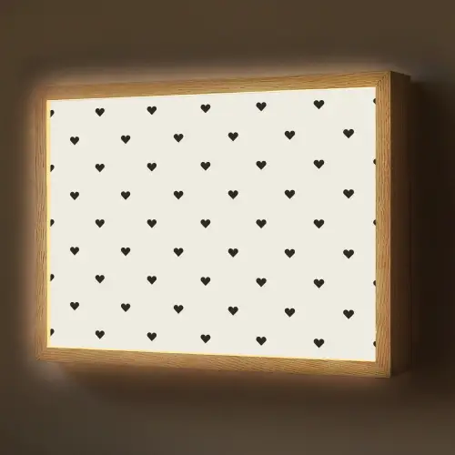 Harten - Liefde - Zwart - Wit Light Box met batterij (Wandlamp) middel 907 -z3d_website