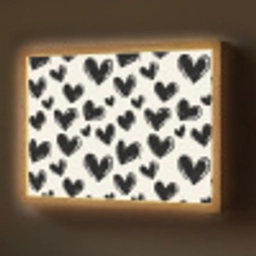 Hartjes - Patroon - Zwart Light Box met batterij (Wandlamp) middel 907 -z3d_website