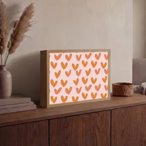Hartjes - Getekend - Oranje Light Box met batterij (Wandlamp) middel 907 -sfeer2