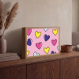 Hartjes - Valentijn - Patroon - Kleurrijk Light Box met batterij (Wandlamp) middel -sfeer2