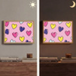 Hartjes - Valentijn - Patroon - Kleurrijk Light Box met batterij (Wandlamp) middel -sfeer3