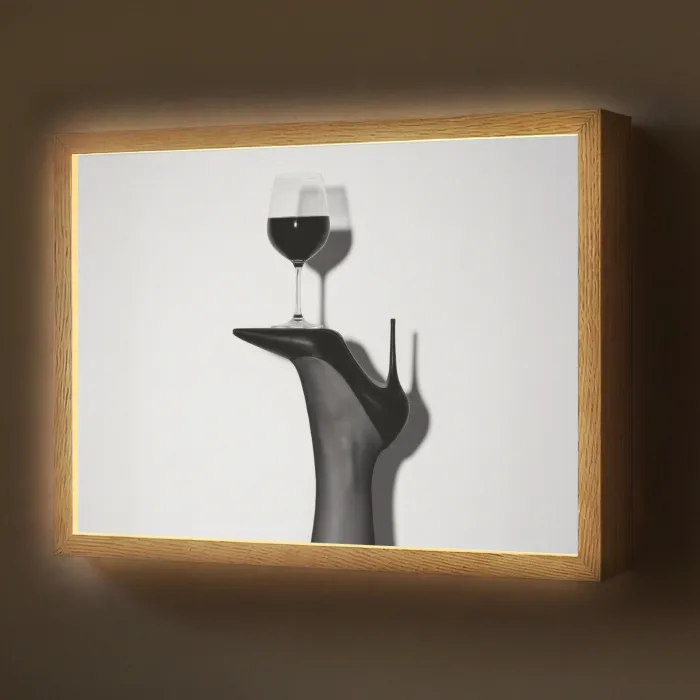 Hak - Wijn - Minimalistisch - Zwart Light Box met batterij (Wandlamp) middel -z3d_website
