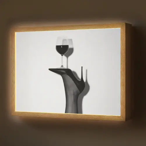 Hak - Wijn - Minimalistisch - Zwart Light Box met batterij (Wandlamp) middel -z3d_website