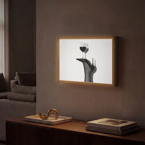 Hak - Wijn - Minimalistisch - Zwart Light Box met batterij (Wandlamp) middel -sfeer1
