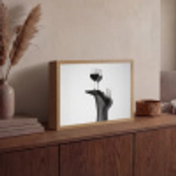 Hak - Wijn - Minimalistisch - Zwart Light Box met batterij (Wandlamp) middel -sfeer2