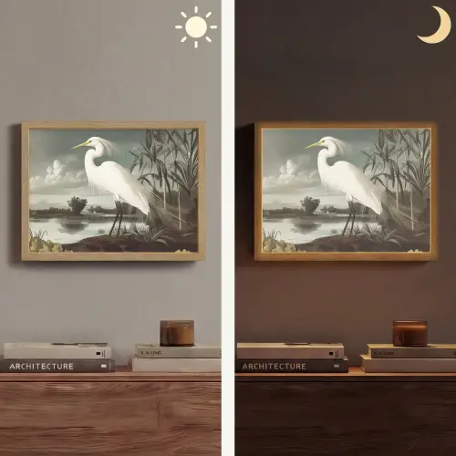 Reiger - Planten - Wolken - Wit Light Box met batterij (Wandlamp) middel -sfeer3