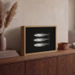 Haring - Vissen - Zwart Light Box met batterij (Wandlamp) middel -sfeer2