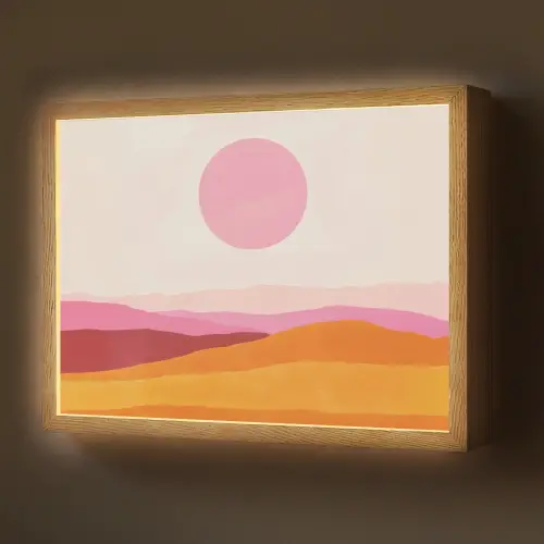 Heuvels - Oranje - Zon - Abstract Light Box met batterij (Wandlamp) middel -z3d_website