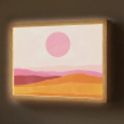 Heuvels - Oranje - Zon - Abstract Light Box met batterij (Wandlamp) middel -z3d_website