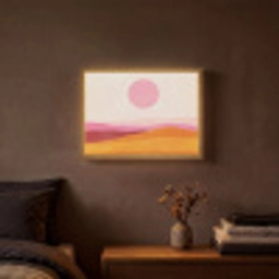 Heuvels - Oranje - Zon - Abstract Light Box met batterij (Wandlamp) middel -sfeer4